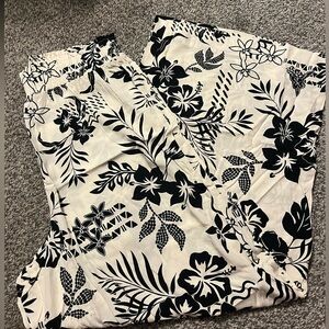 Floral Black and White Pants